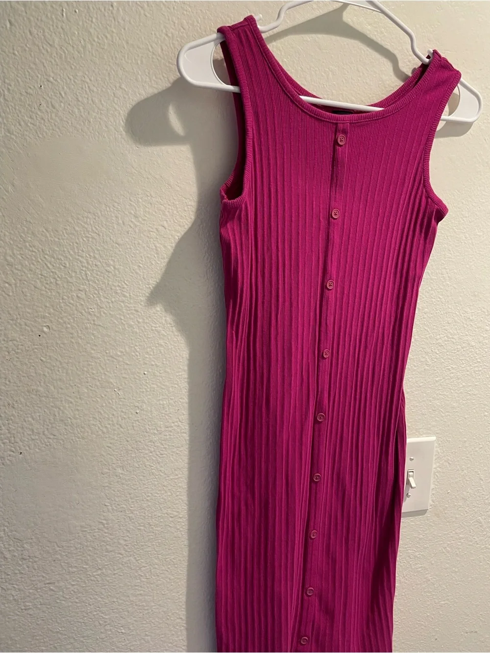 🌸Art Class Girls XL 14/16 Fuchsia Ribbed Button Tank Dress